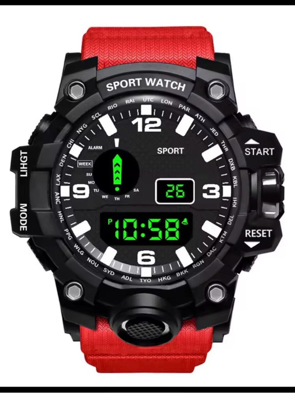 & Other Stories Black Sport Digital Watch with Green Display